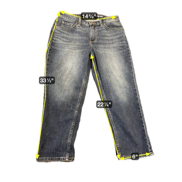 Lee Riders Women's Mid Rise Capri Stretch Denim Blue Dark Wash Size 28 - Picture 3 of 16